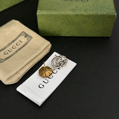 Asymmetrical Diamond Logo Stud Earrings