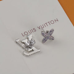 Purple Rhinestone Logo Earrings