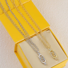 Interlocking F Crystal Necklace