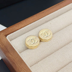 Round Mini Relief Gold Stud Earrings